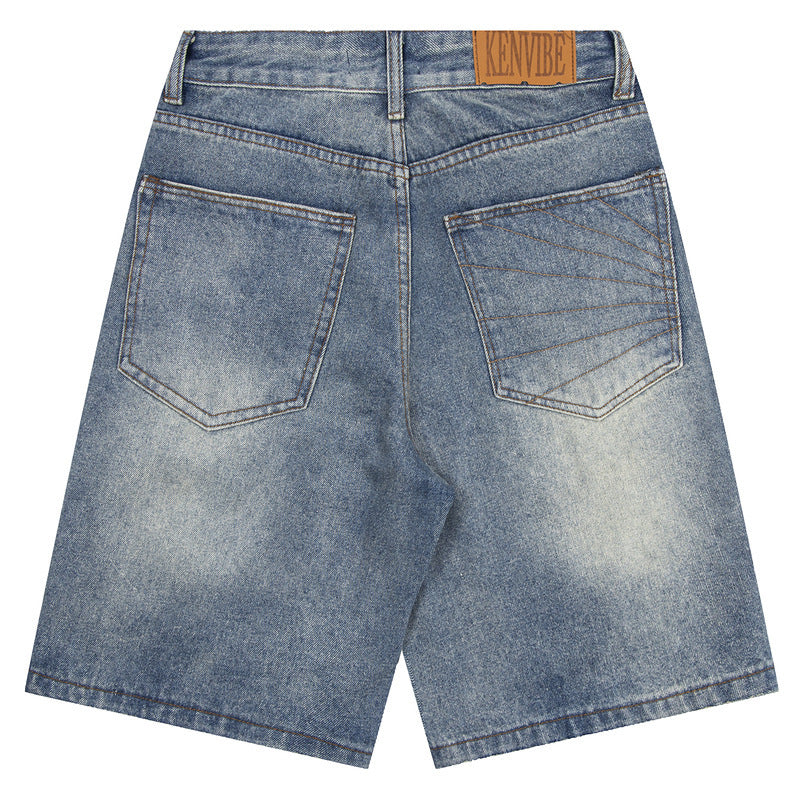 Embroidery Baggy Denim Shorts Five Points