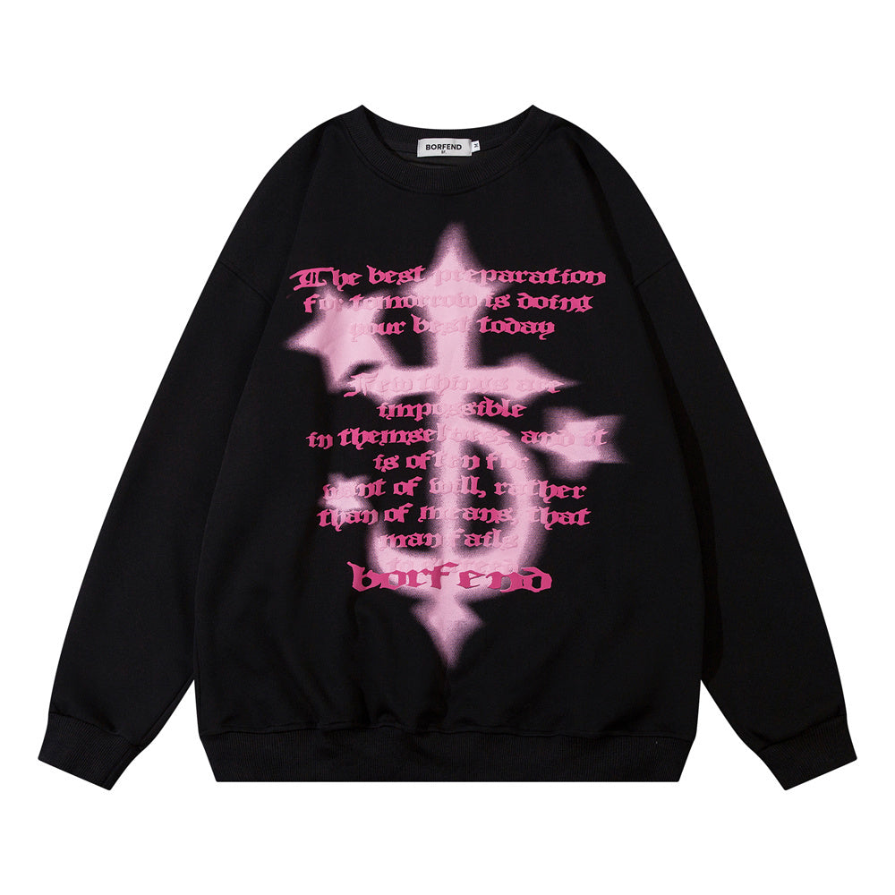 Cross Printed Crew Neck Sweatshirt Men