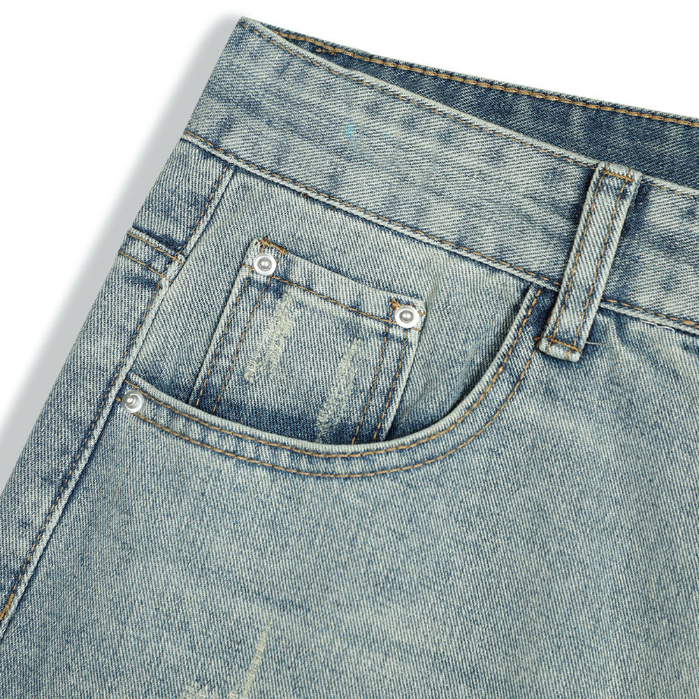 Retro Ripped Distressed Denim Shorts For Men