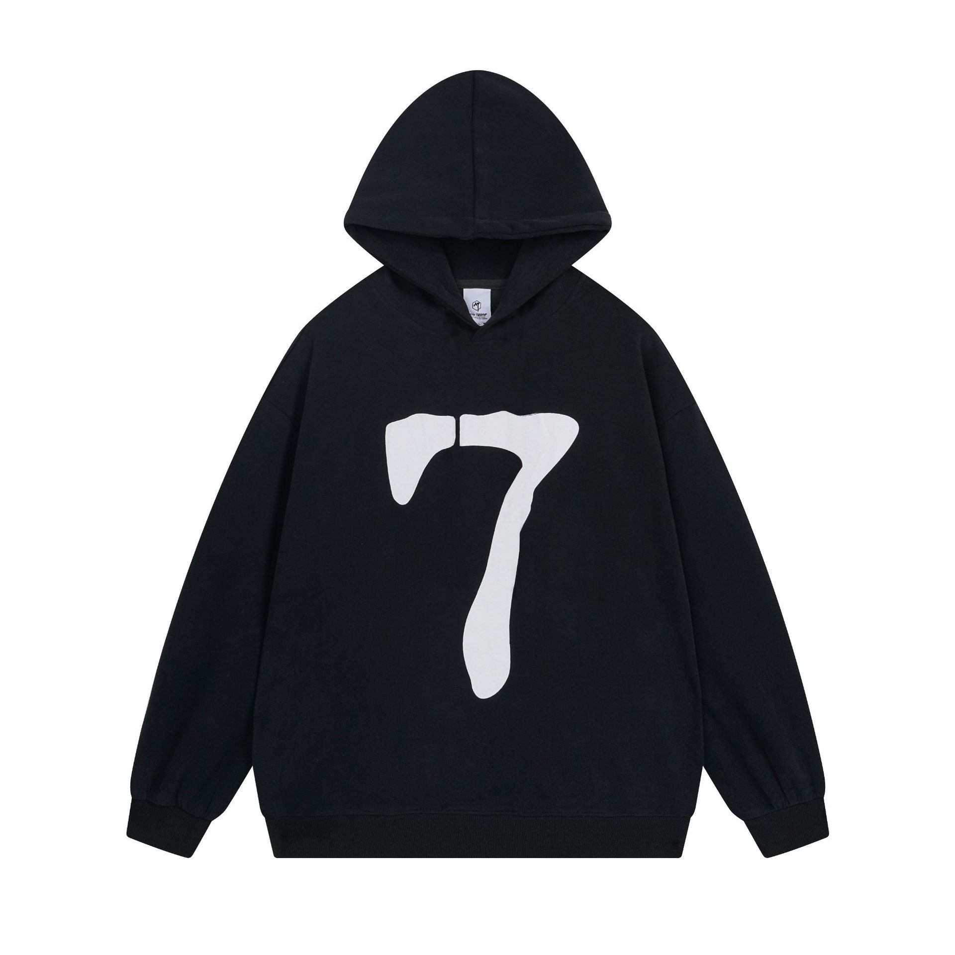 Number 7 Velvet Padded Hooded Sweatshirt Autumn And Winter Men