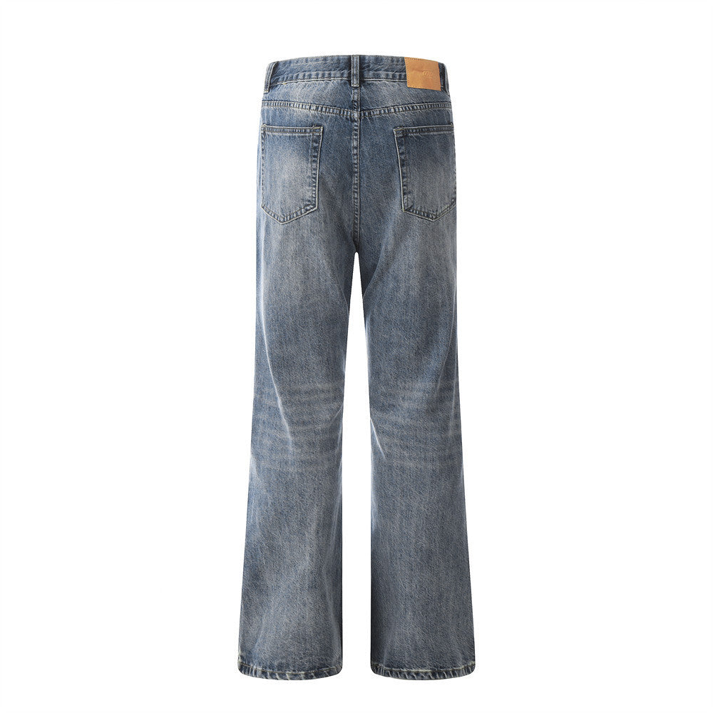 Fashion Retro Washed Worn Jeans Men