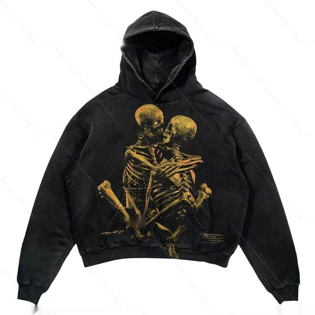 Punk Design Printed Hoodie Fashion Large Gothic Long Sleeve