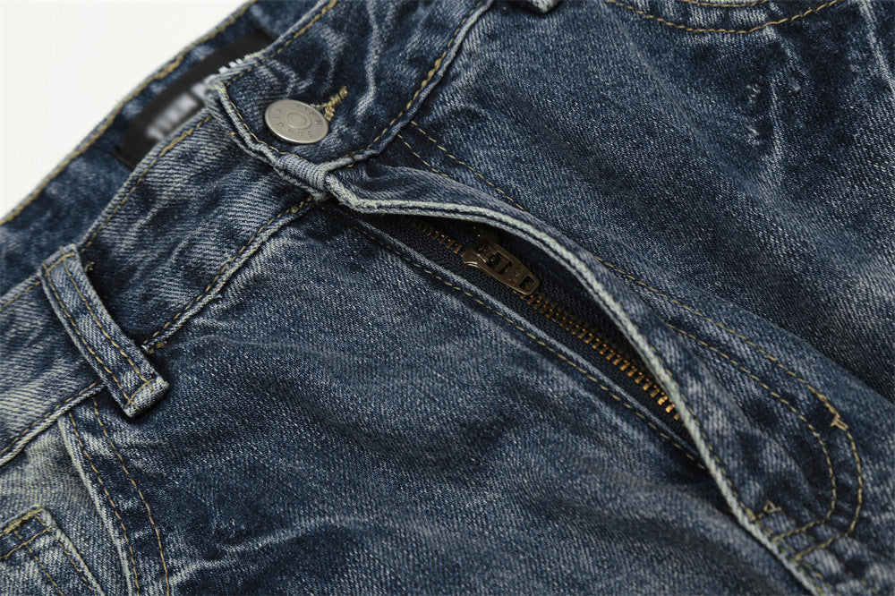 Fashion Retro Washed Worn Jeans Men