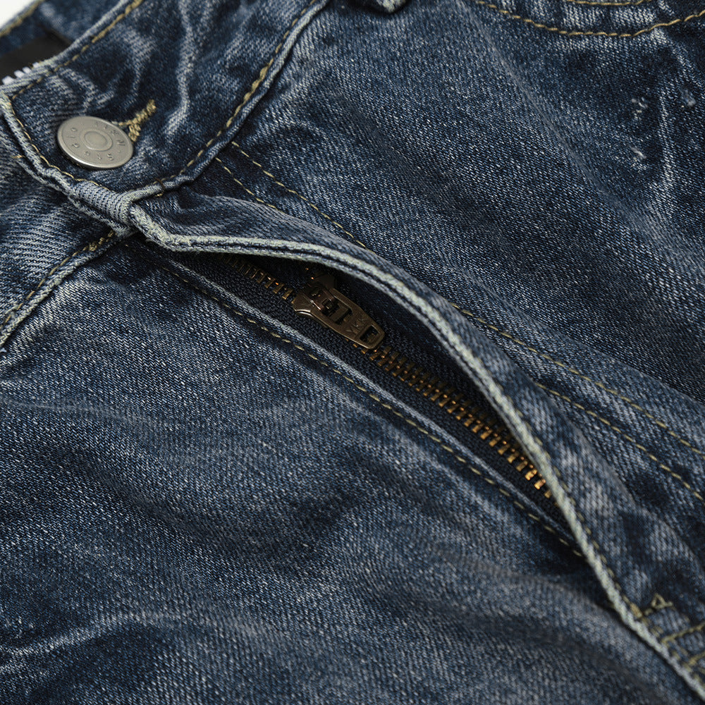 Fashion Retro Washed Worn Jeans Men