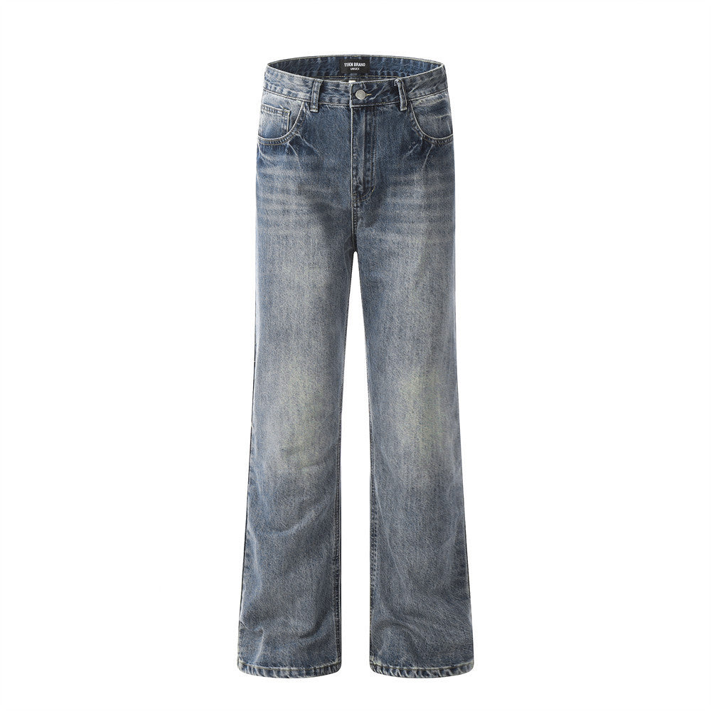 Fashion Retro Washed Worn Jeans Men