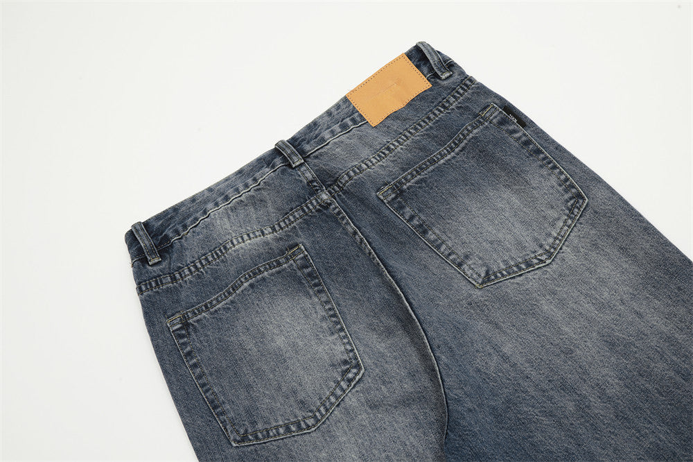 Fashion Retro Washed Worn Jeans Men