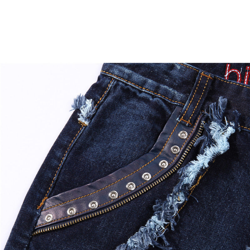 Panelled Statement Jeans Frayed Slim Fit