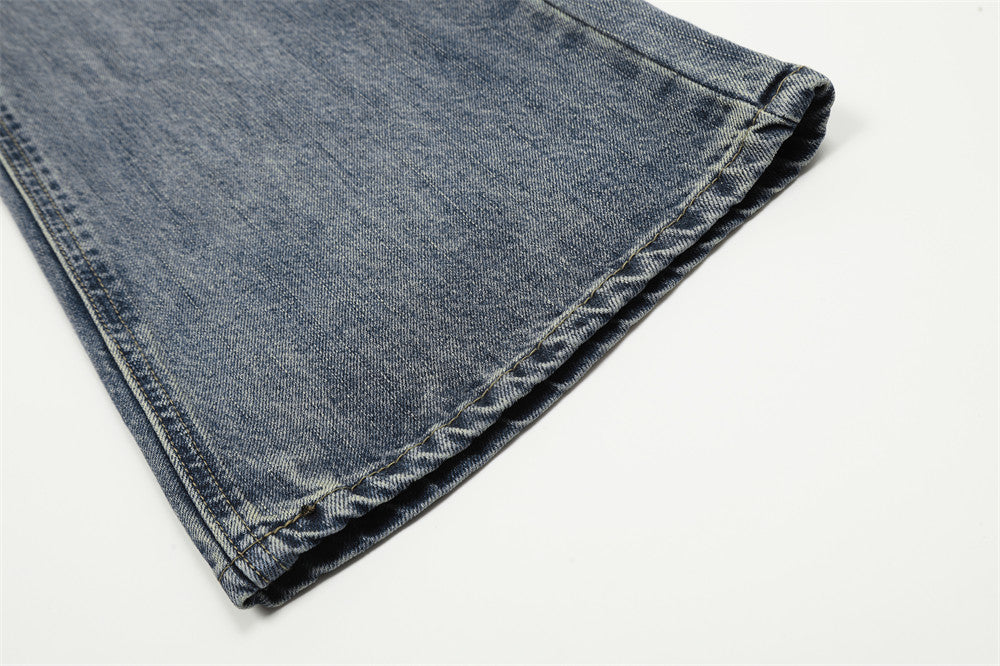 Fashion Retro Washed Worn Jeans Men