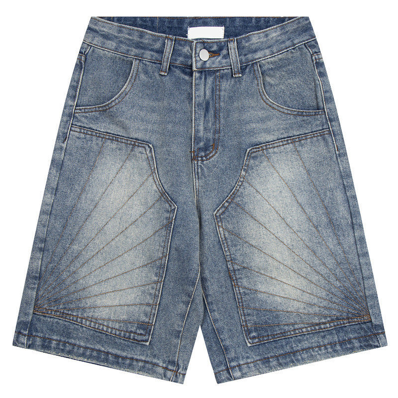 Embroidery Baggy Denim Shorts Five Points