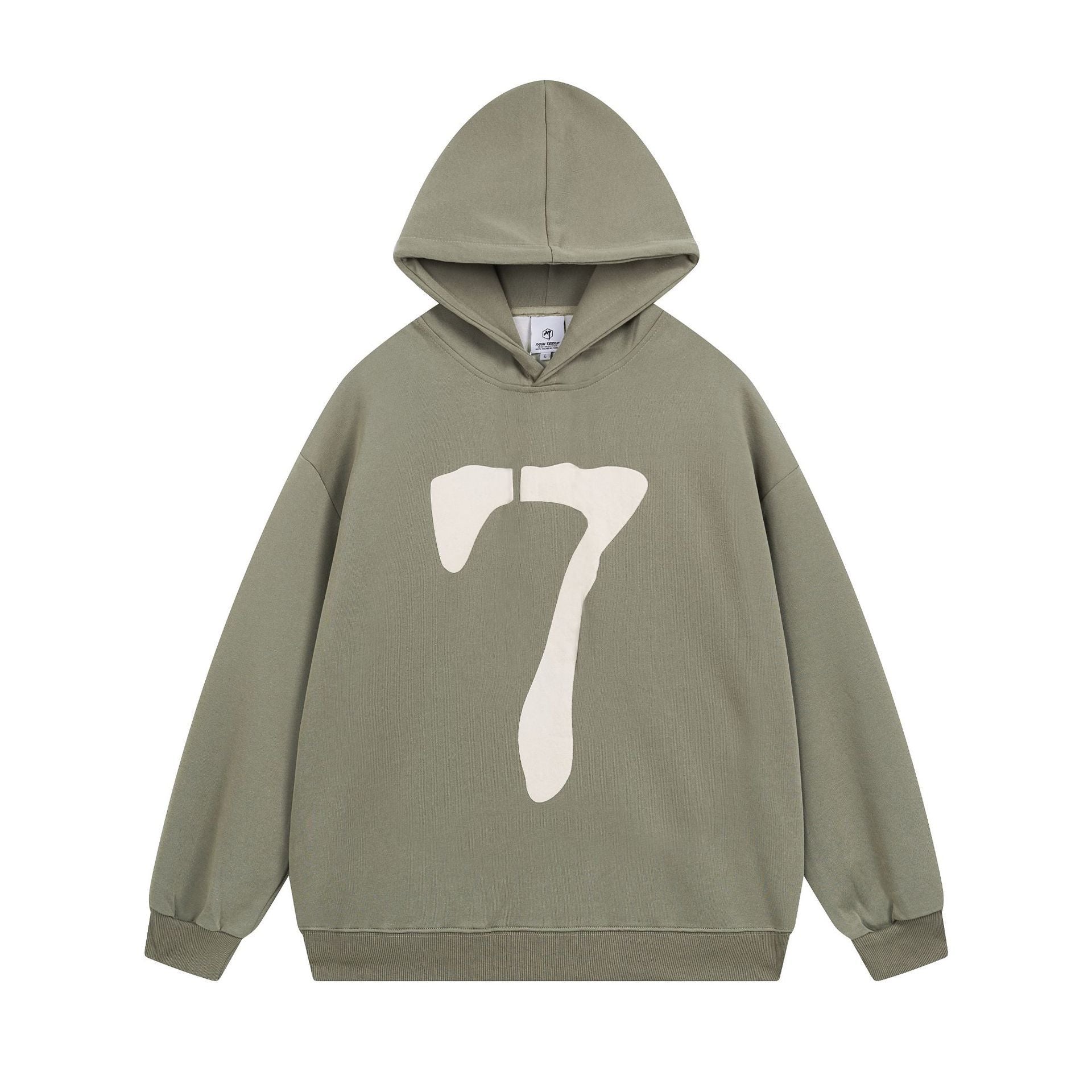 Number 7 Velvet Padded Hooded Sweatshirt Autumn And Winter Men